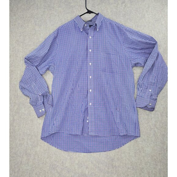 Chaps Classic Fit Blue Checkered Long Sleeve Button-Up Shirt L - Picture 1 of 5